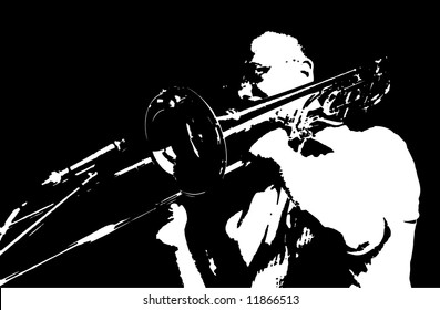 Original trombone player, vector illustration