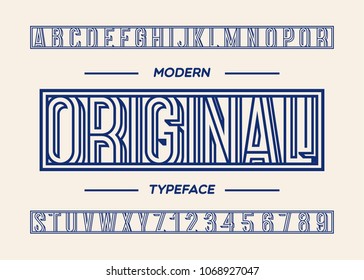 Original typeface modern typography line style. Cool trendy alhabet. Font for shop, party poster, t shirt, promotion. Vector Illustration 10 eps