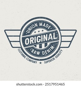 Original, Union Made Raw Denim - Aged Tee Design For Printing