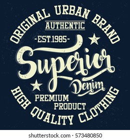 Original urban brand, superior denim typography, t-shirt graphics, vectors