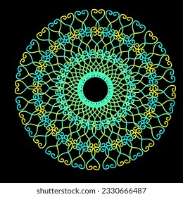 Original vector abstract background in the form of yellow and blue patterns arranged in a circle
