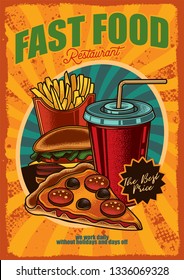 Original Vector Advertising Poster In Retro Style Of Fast Food Restaurant