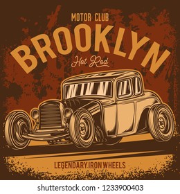 Original vector American hot rod. Classical model. Print for t-shirt or sticker