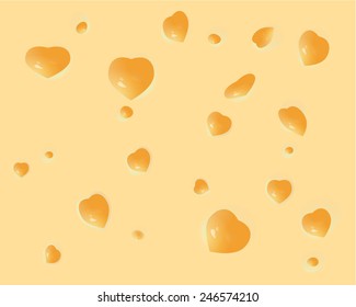 original vector background in the form of fragrant cheese with holes of hearts