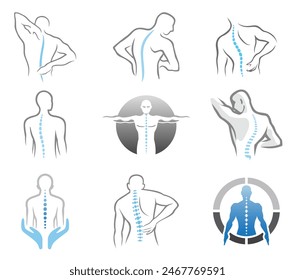 Original Vector Creation Of Human Body bone chiropractic Collection Logo Icons Symbol Illustration (Not AI Content)