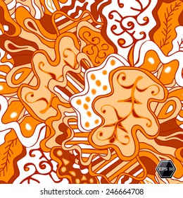 Original vector decorative element. Backdrop design of colorful vintage invitation card. Hand-drawn abstract doodling ornaments for template design. Abstract floral theme background. EPS10 vector.