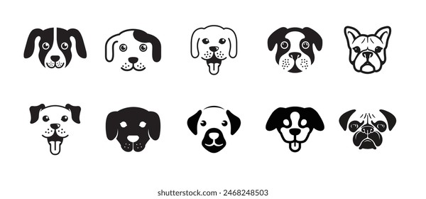 Original vector of dog heads logo collection set vector symbol icons design illustration	( Vector Art Not AI Content )
