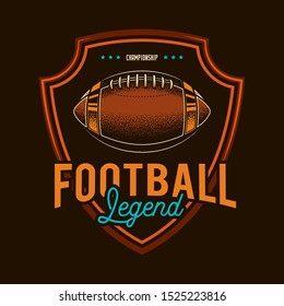 The original vector emblem of American football. Retro style soccer ball.