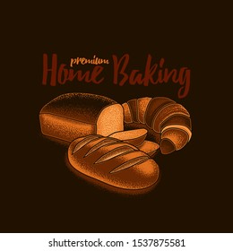 Original vector emblem in retro style. Homemade cake.