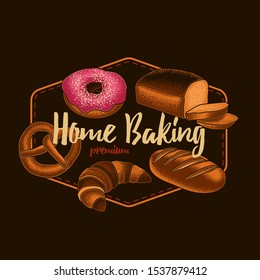 Original vector emblem in vintage style. Home bakery sign.