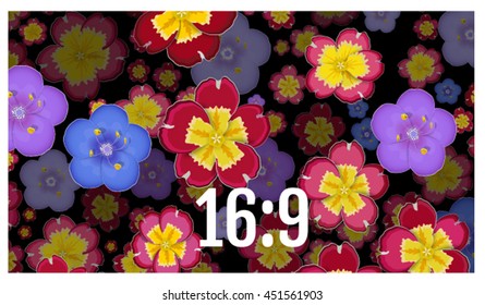 Original Vector Flower background with 3d effect. 16:9 Format