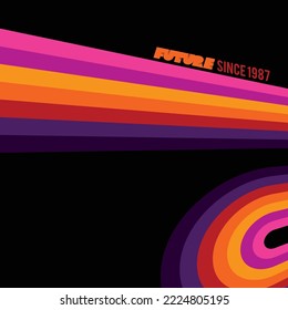 Original vector futuristic background in the style of the 80s. A retro style design element.