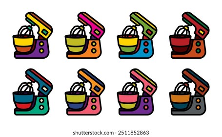 Icono de Vector original en estilo vintage. Aparato electrodoméstico para cocinar. Mezclador de cocina. Dibujado a mano, no AI