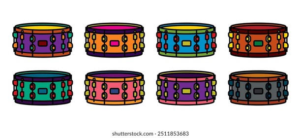 Ursprüngliches Vektorsymbol im Vintage-Stil. Snare Drum. Handgezeichnet, nicht KI