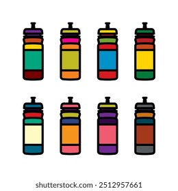 Icono de Vector original en estilo vintage. Botella deportiva con agua. Dibujado a mano, no AI