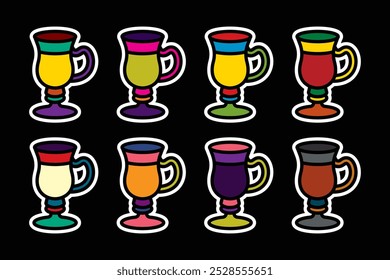Icono de Vector original en estilo vintage. Un vaso de tallo con un mango. Dibujado a mano, no AI