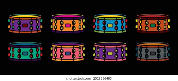 Ursprüngliches Vektorsymbol im Vintage-Stil. Snare Drum. Handgezeichnet, nicht KI