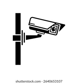 Original vector icon of a traffic camera mounted on a pole in simple outline style, perfect for road safety, urban design, and transport visuals.