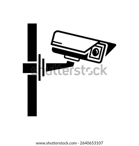 Original vector icon of a traffic camera mounted on a pole in simple outline style, perfect for road safety, urban design, and transport visuals.