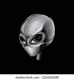 Ilustración vectorial original. Un alien. Diseño de camisetas. Elementos de diseño.