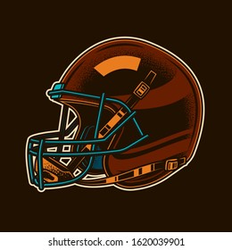 Original vector illustration. American football helmet in retro style.