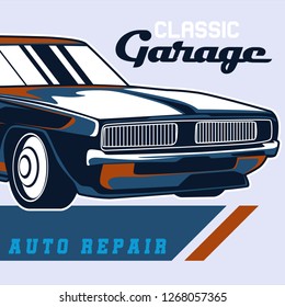 Original vector illustration of an American muscle car