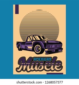 Original vector illustration of an American muscle car