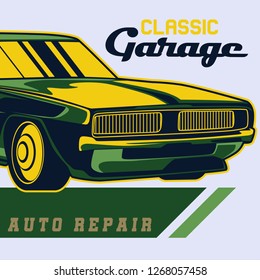 Original vector illustration of an American muscle car