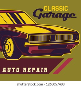 Original vector illustration of an American muscle car