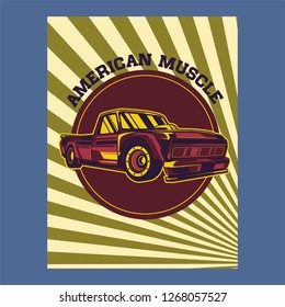 Original vector illustration of an American muscle car