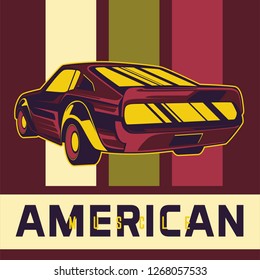 Original vector illustration of an American muscle car