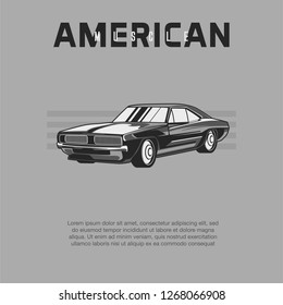 Original vector illustration of an American muscle car