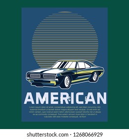 Original vector illustration of an American muscle car