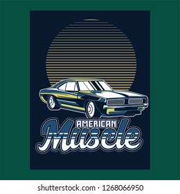 Original vector illustration of an American muscle car