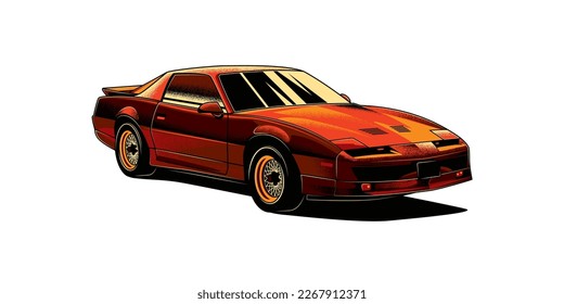 Original vector illustration. American muscle car in vintage style. T-shirt design.