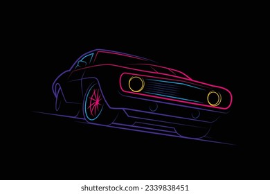 Original vector illustration. American muscle car in vintage style. T-shirt design, design element.