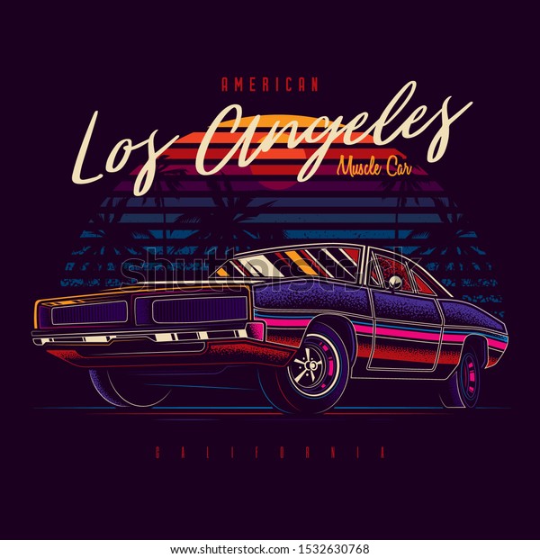 Original Vector Illustration American Muscle Car Stock Vector (Royalty ...