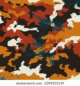 Original vector illustration of army camouflage. Design elements. Hand drawn, not AI