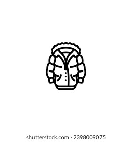 Original vector illustration. The badge of a puffed warm winter jacket with a hood. Hand drawn, not AI