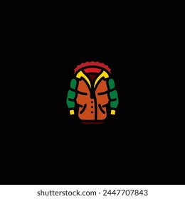 Ilustración vectorial original. La insignia de una chaqueta de invierno caliente inflada con capucha. Dibujado a mano, no AI
