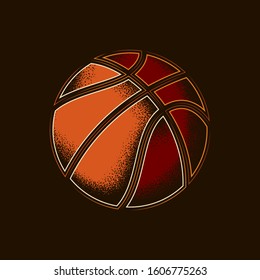 Original vector illustration. Basketball ball in vintage style.