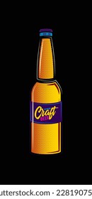 Original vector illustration of a beer bottle in retro style. T-shirt design, design element.