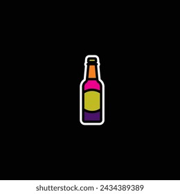 Original vector illustration. Beer bottle icon. Hand drawn, not AI