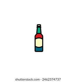 Ilustración vectorial original. Icono de botella de cerveza. Dibujado a mano, no AI
