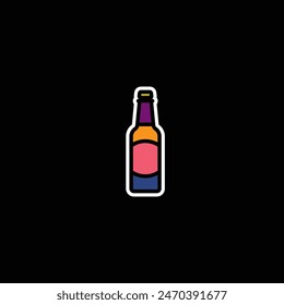 Original vector illustration. Beer bottle icon. Hand drawn, not AI