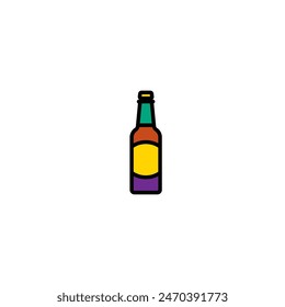 Original vector illustration. Beer bottle icon. Hand drawn, not AI