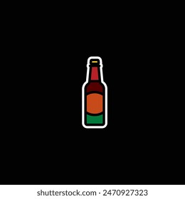 Original vector illustration. Beer bottle icon. Hand drawn, not AI