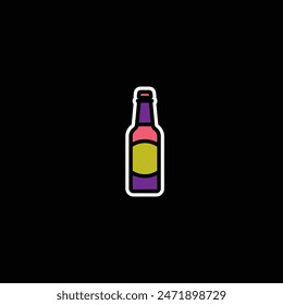 Original vector illustration. Beer bottle icon. Hand drawn, not AI