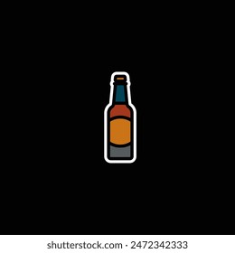 Original vector illustration. Beer bottle icon. Hand drawn, not AI