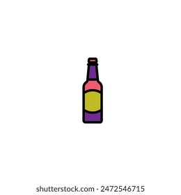 Ilustración vectorial original. Icono de botella de cerveza. Dibujado a mano, no AI